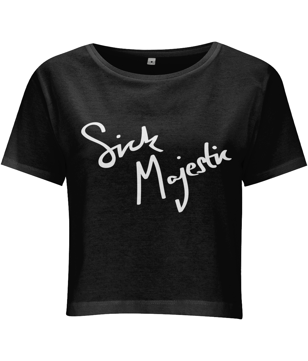 Women's Sick Majestic Signature with logo on back Cropped Jersey Tee